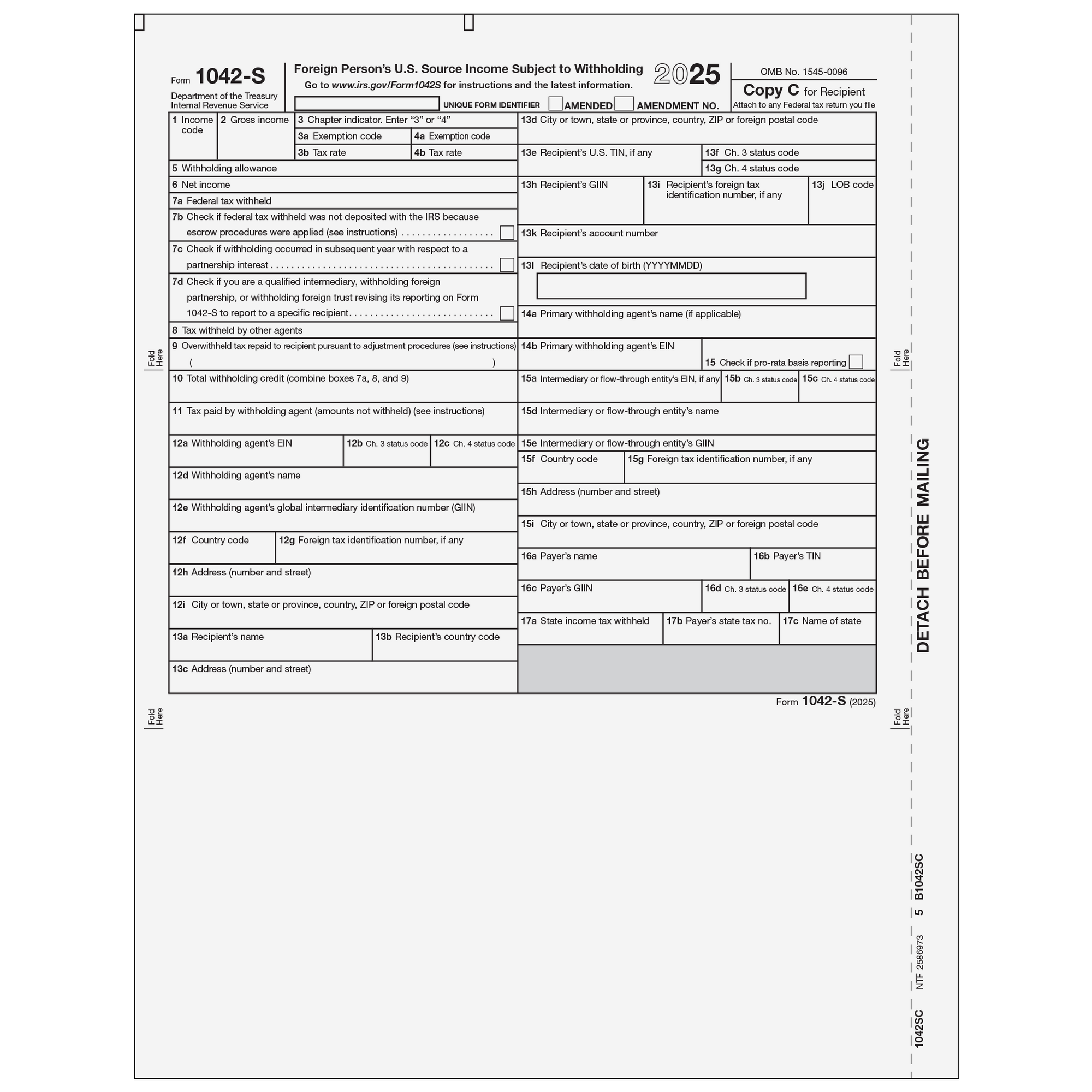 1042S Recipient Federal Copy C