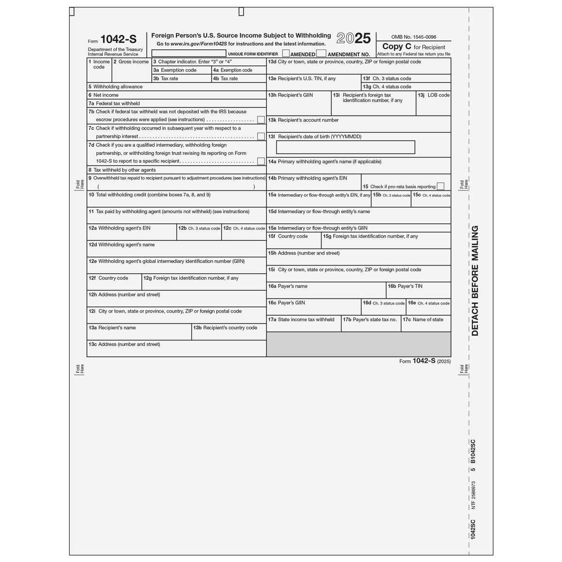 1042S Recipient Federal Copy C