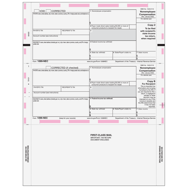 1099-NEC Pressure Seal Z fold