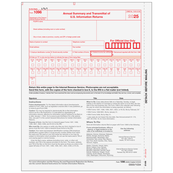 1096 Transmittal Form