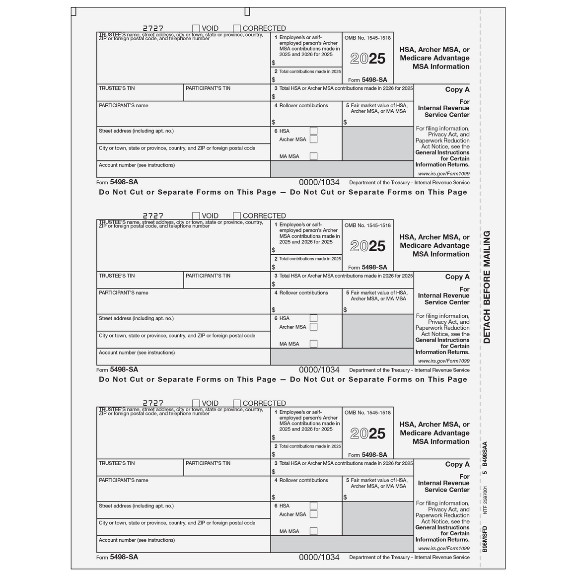 5498-SA Federal Copy A