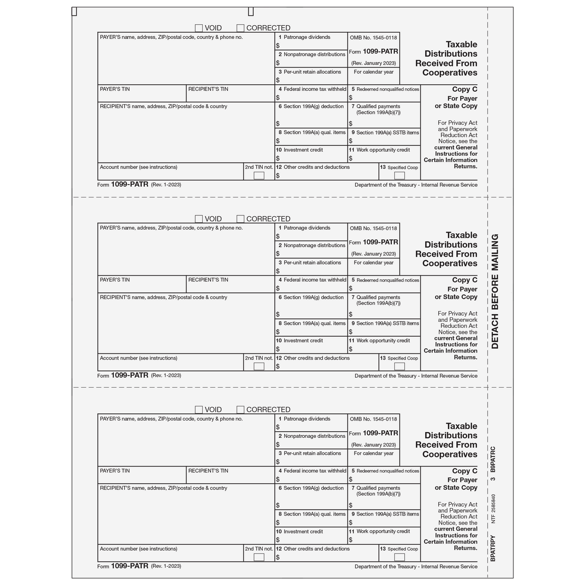 1099-PATR Payer or State Copy C