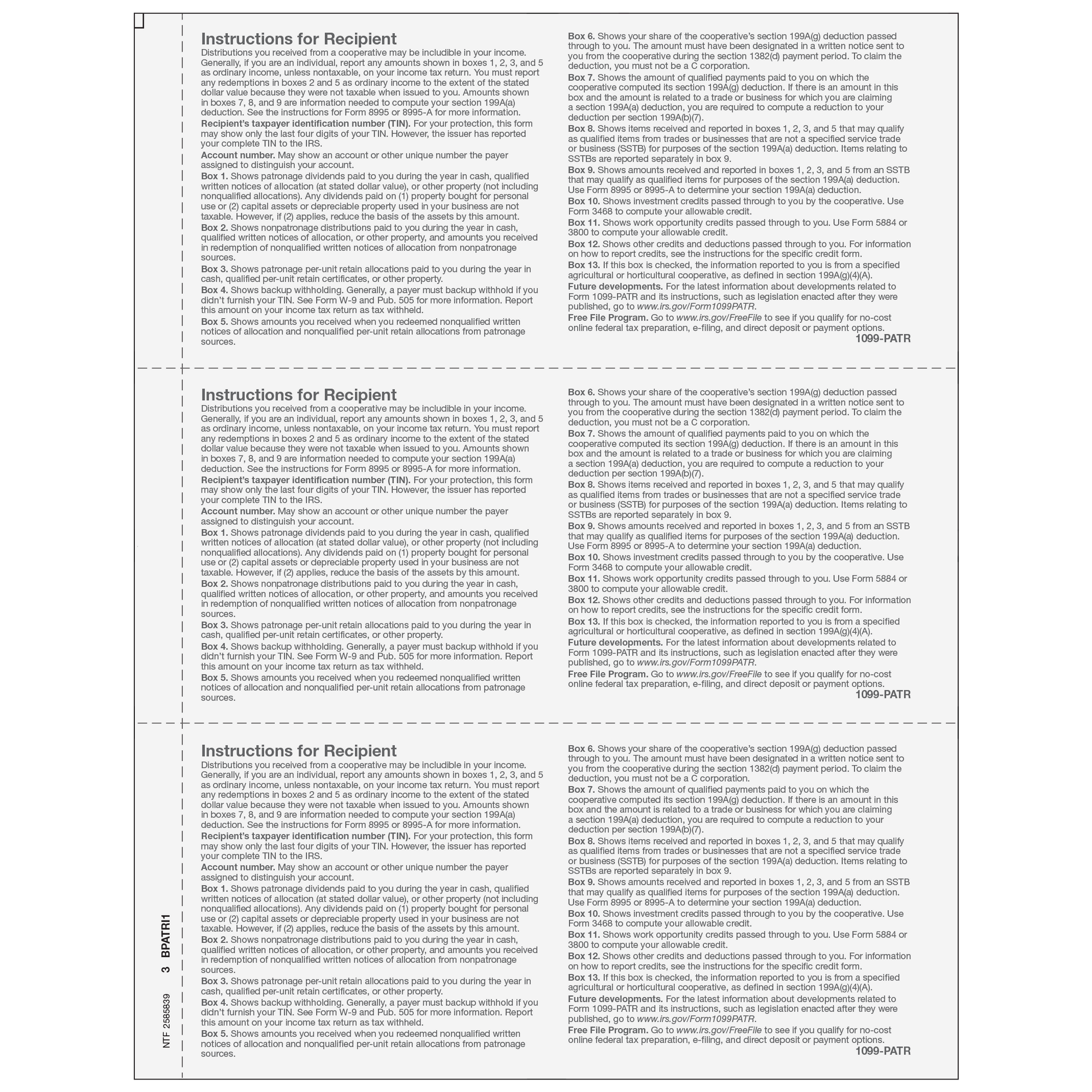 1099-PATR Recipient Copy B