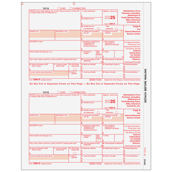 1099-R Federal Copy A - 2up