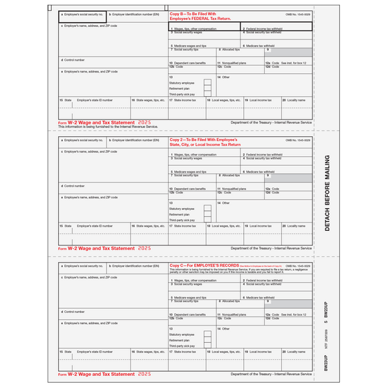 W-2 Employee 3up Copies B/2/C