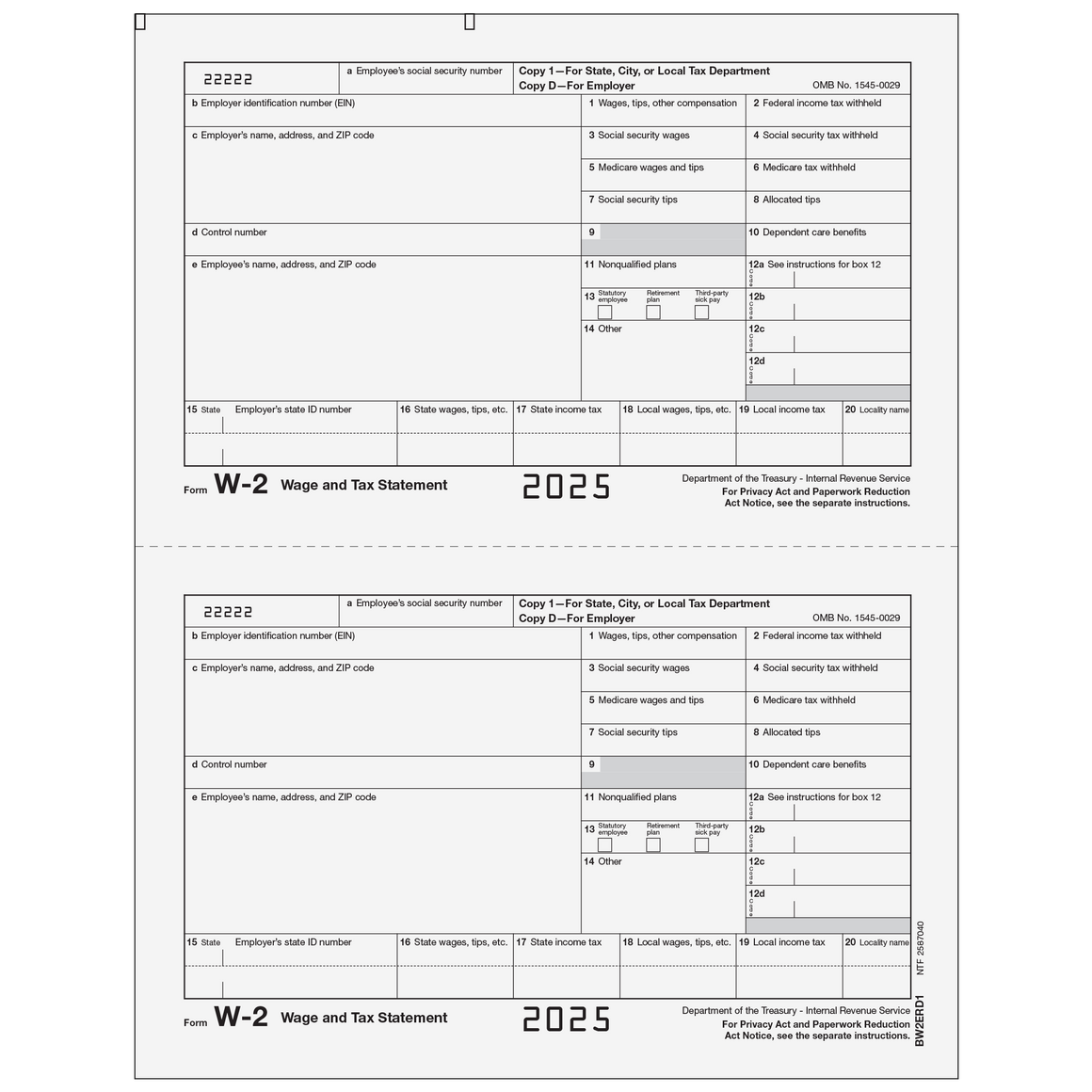 W-2 Employer 2up Copies D/1