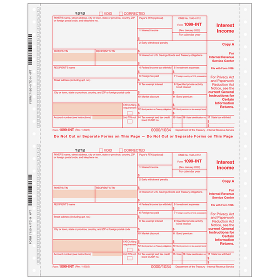 1099-INT 5pt Carbonless