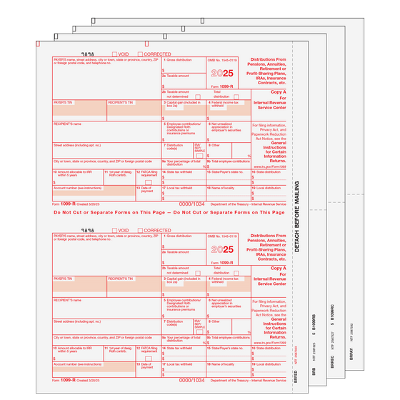 1099-R Preprinted 2up Set - 4pt