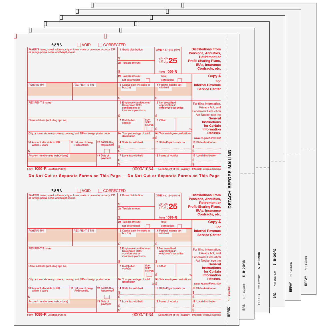 1099-R Preprinted 2up Set - 6pt