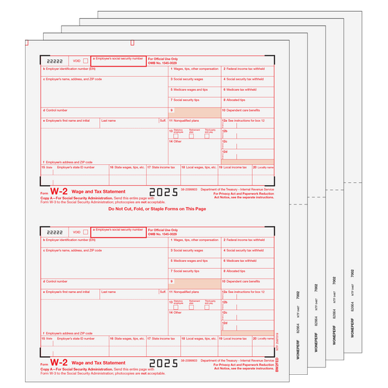 W-2 Traditional 2up Blank Laser Set - 8pt