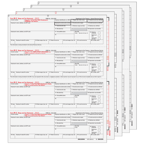 W-2 Condensed 4up Horizontal Laser Set - 8pt