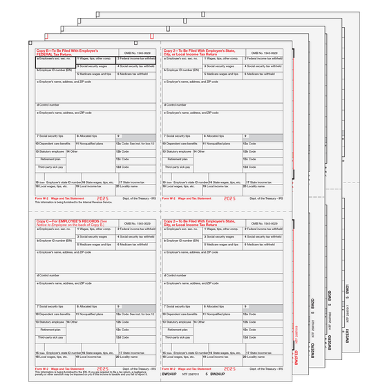 W-2 Condensed 4up Quad Laser Set - 8pt