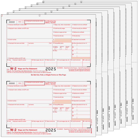 W-2 Traditional 2up Laser Set - 8pt