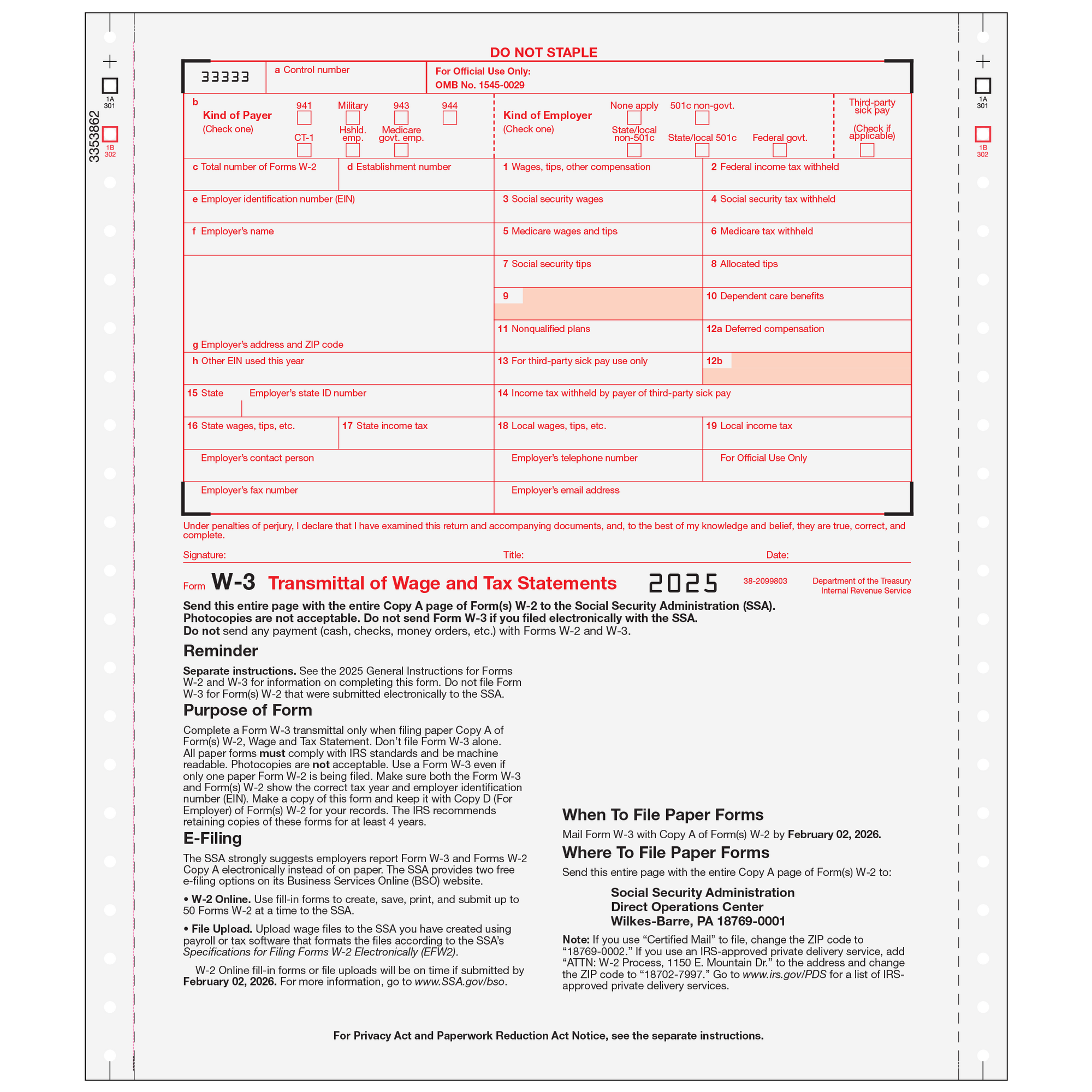 W-3 Transmittal - 2pt