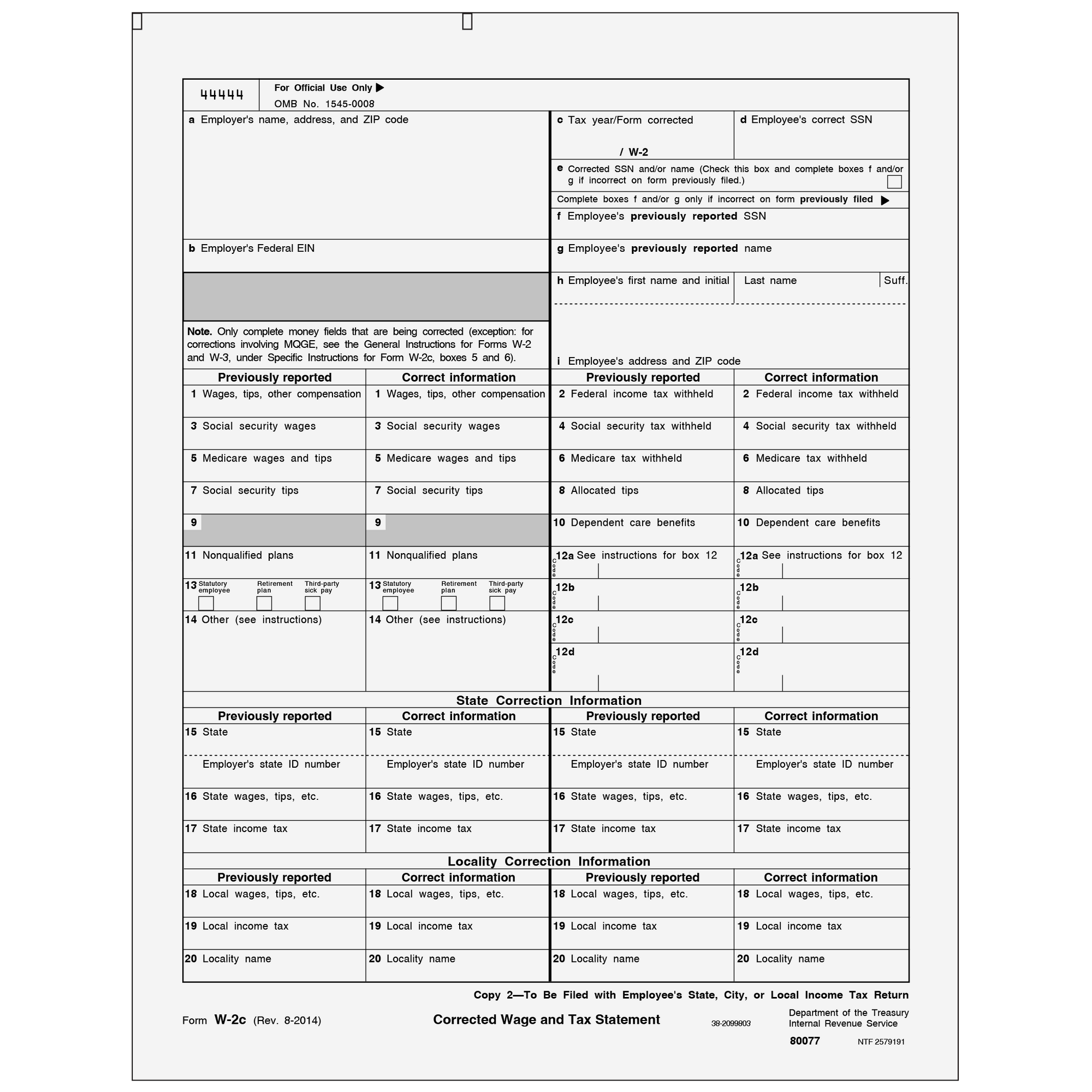 W-2C Employee State/City Copy 2