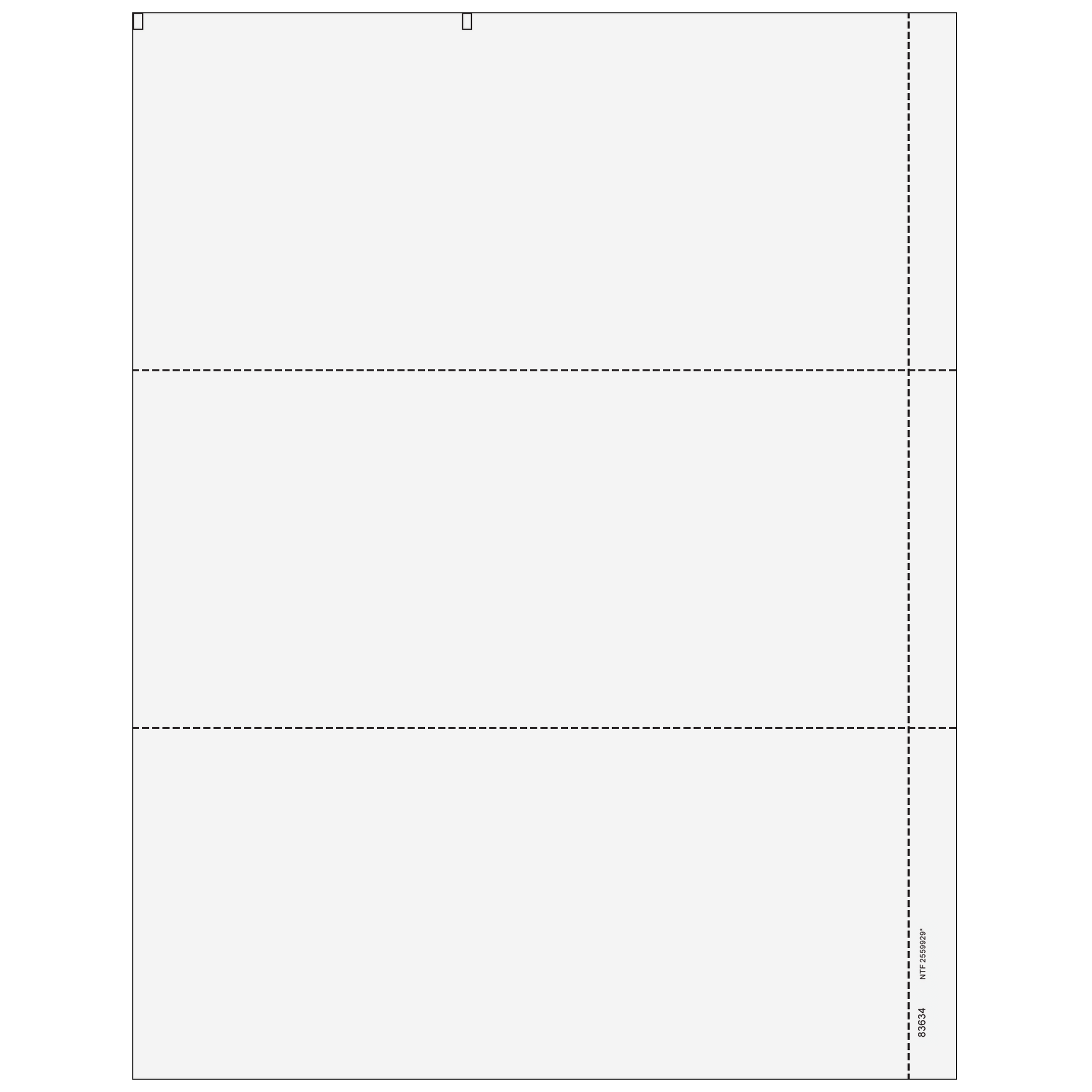 3up Blank Laser Paper with 1/2" perf
