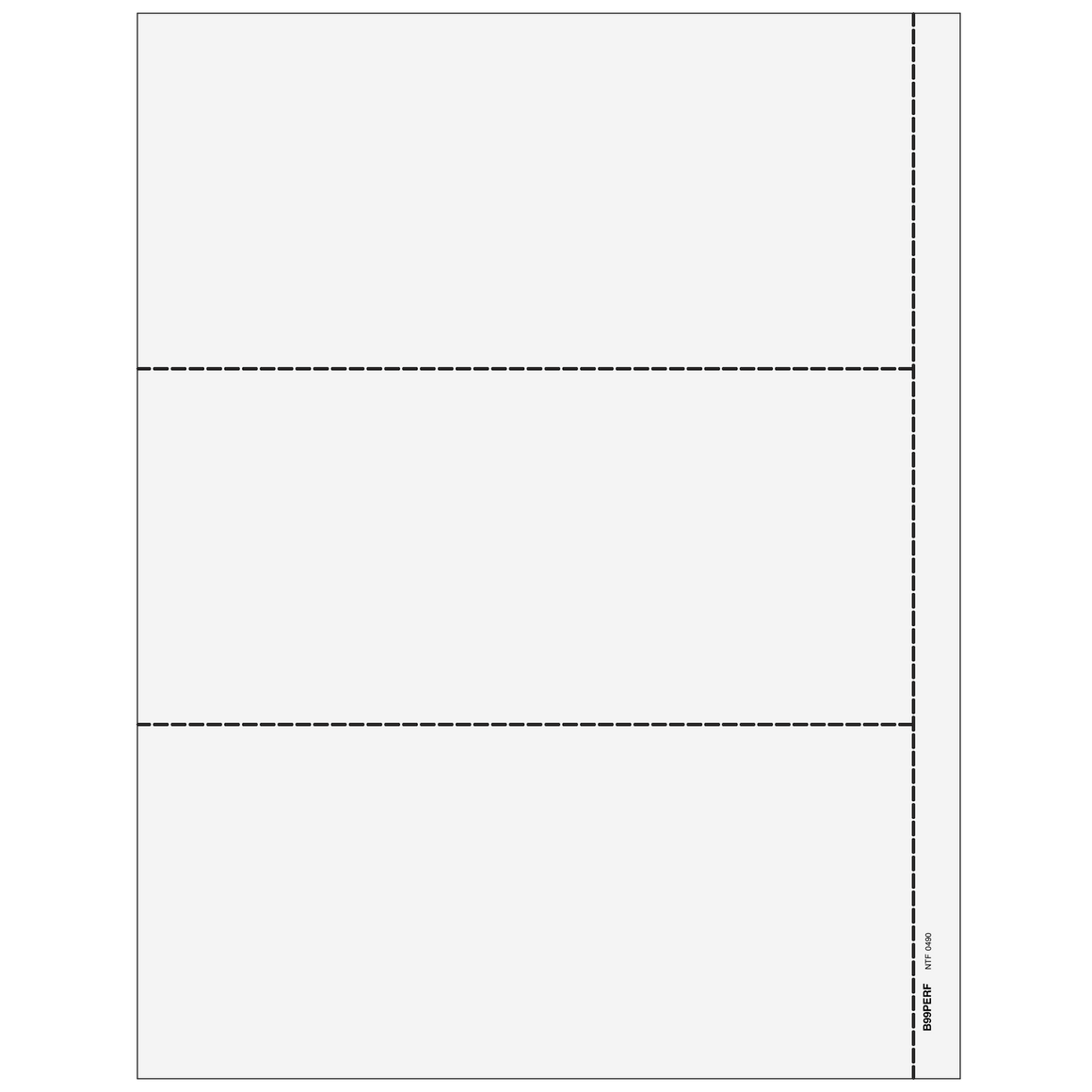 3up Blank Laser Paper w/ 1/2" side perf