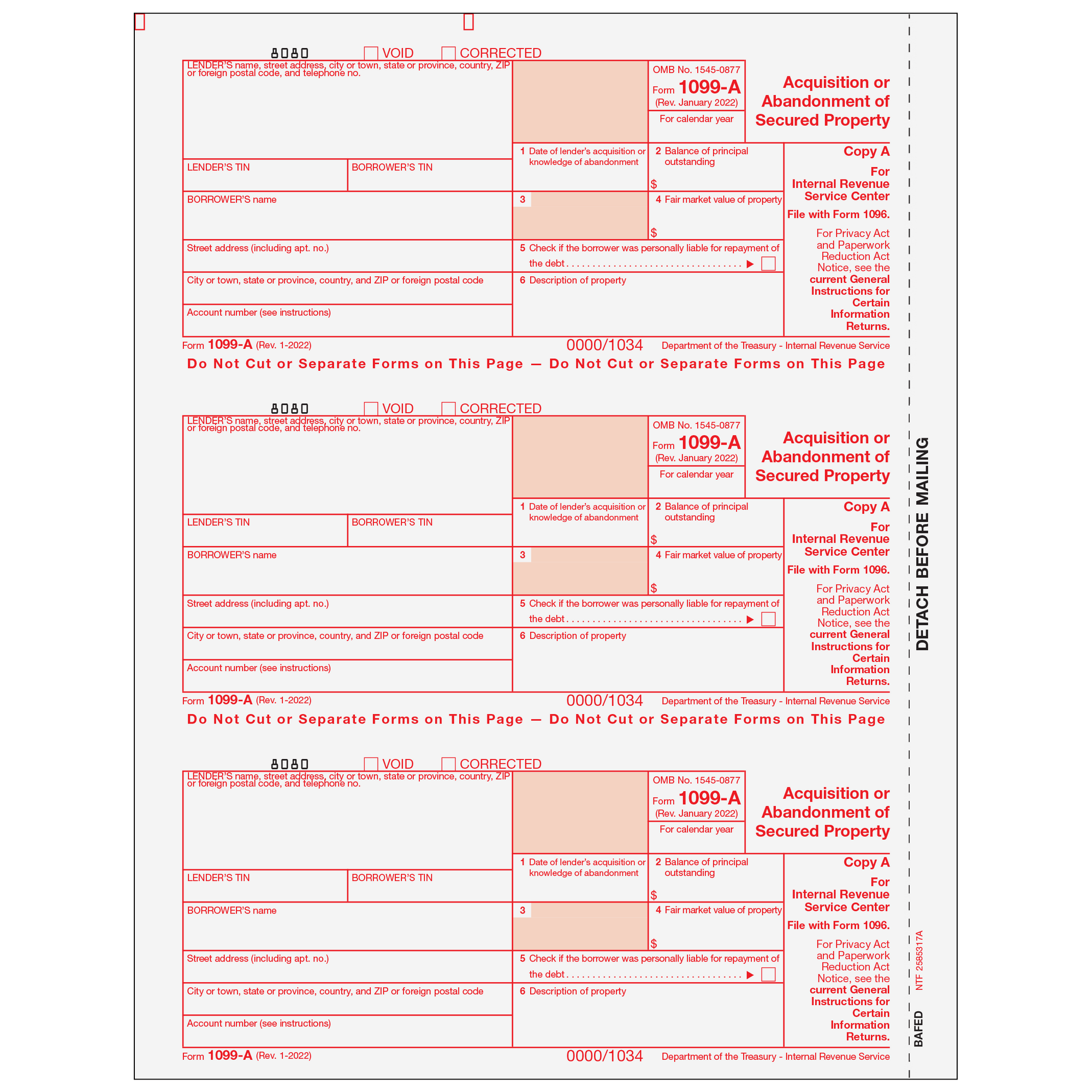 1099-A Federal Copy A