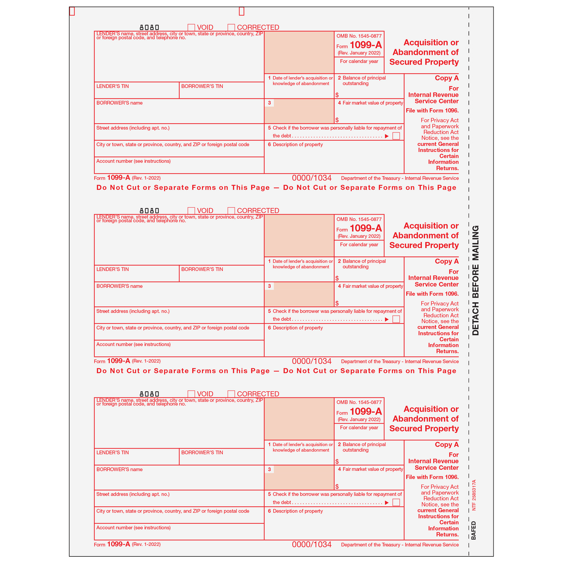 1099-A Federal Copy A