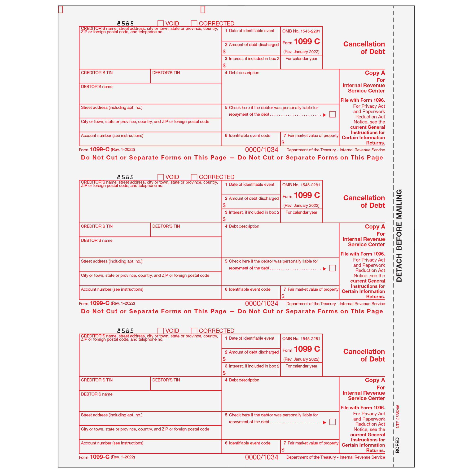 1099-C Federal Copy A