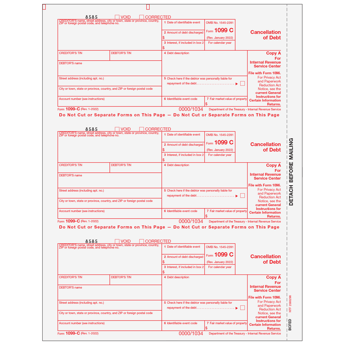 1099-C Federal Copy A