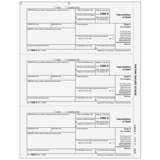 1099-C Creditor Copy C