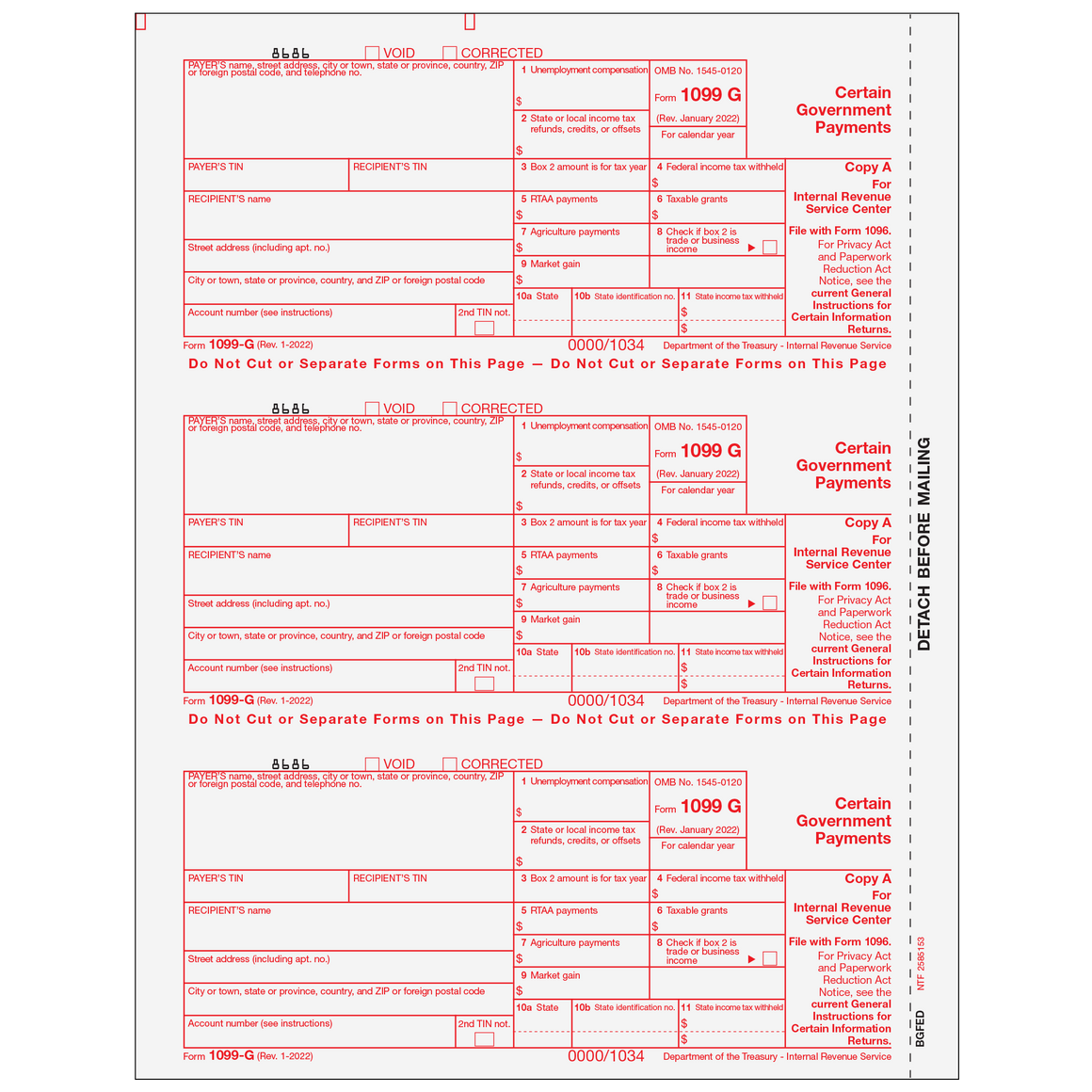 1099-G Federal Copy A