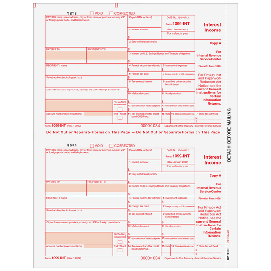 1099-INT Federal Copy A