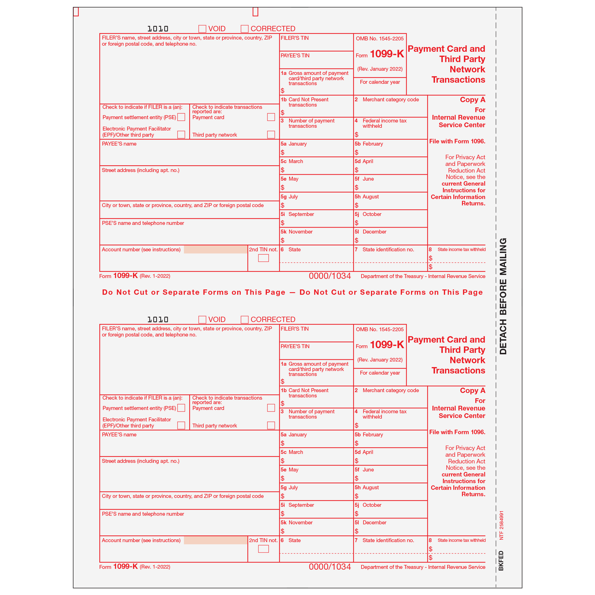 1099-K Federal Copy A