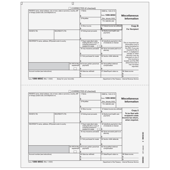 1099-MISC Recipient Copies B/2