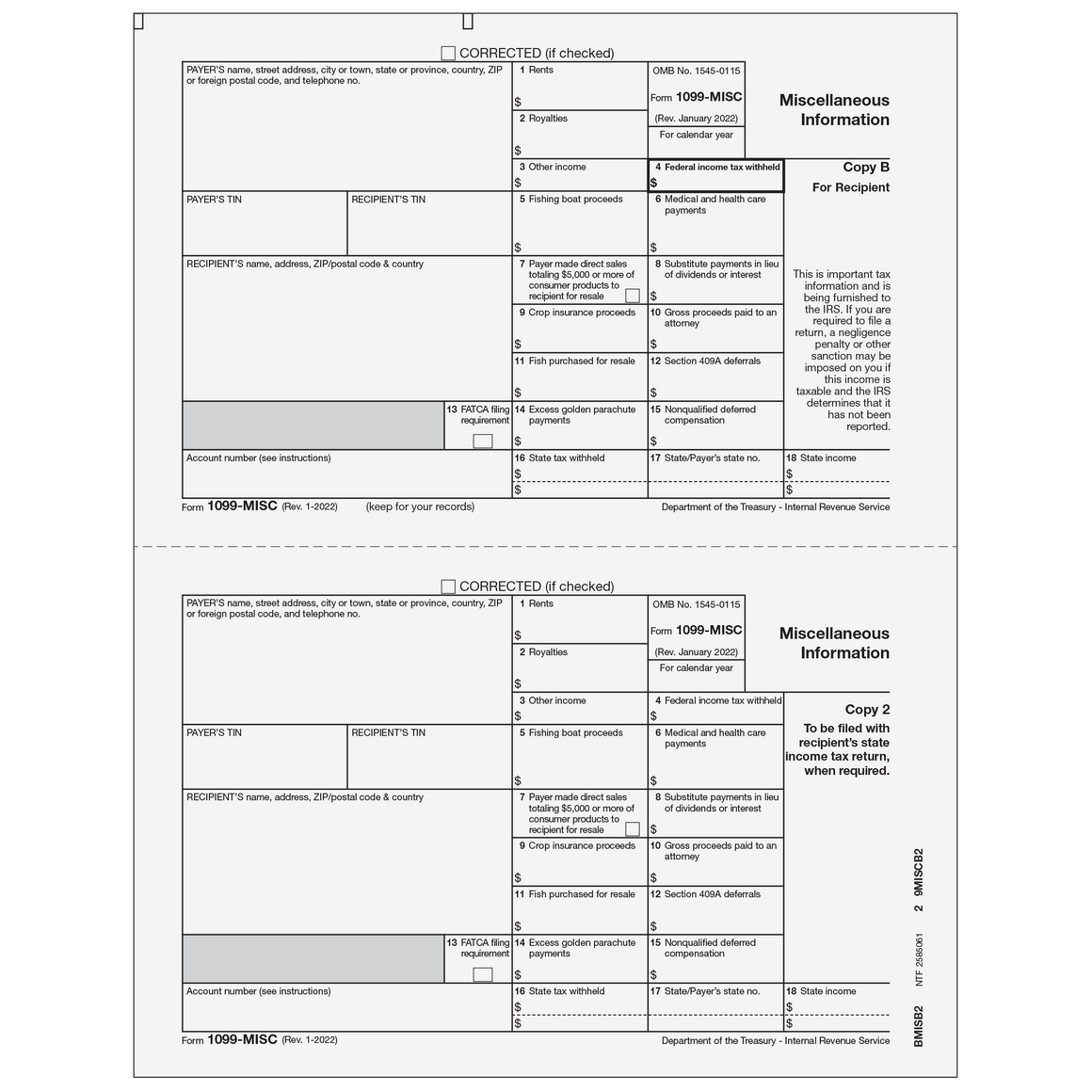 1099-MISC Recipient Copies B/2