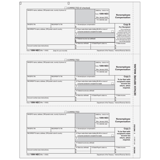 1099-NEC Recipient Copies B/2