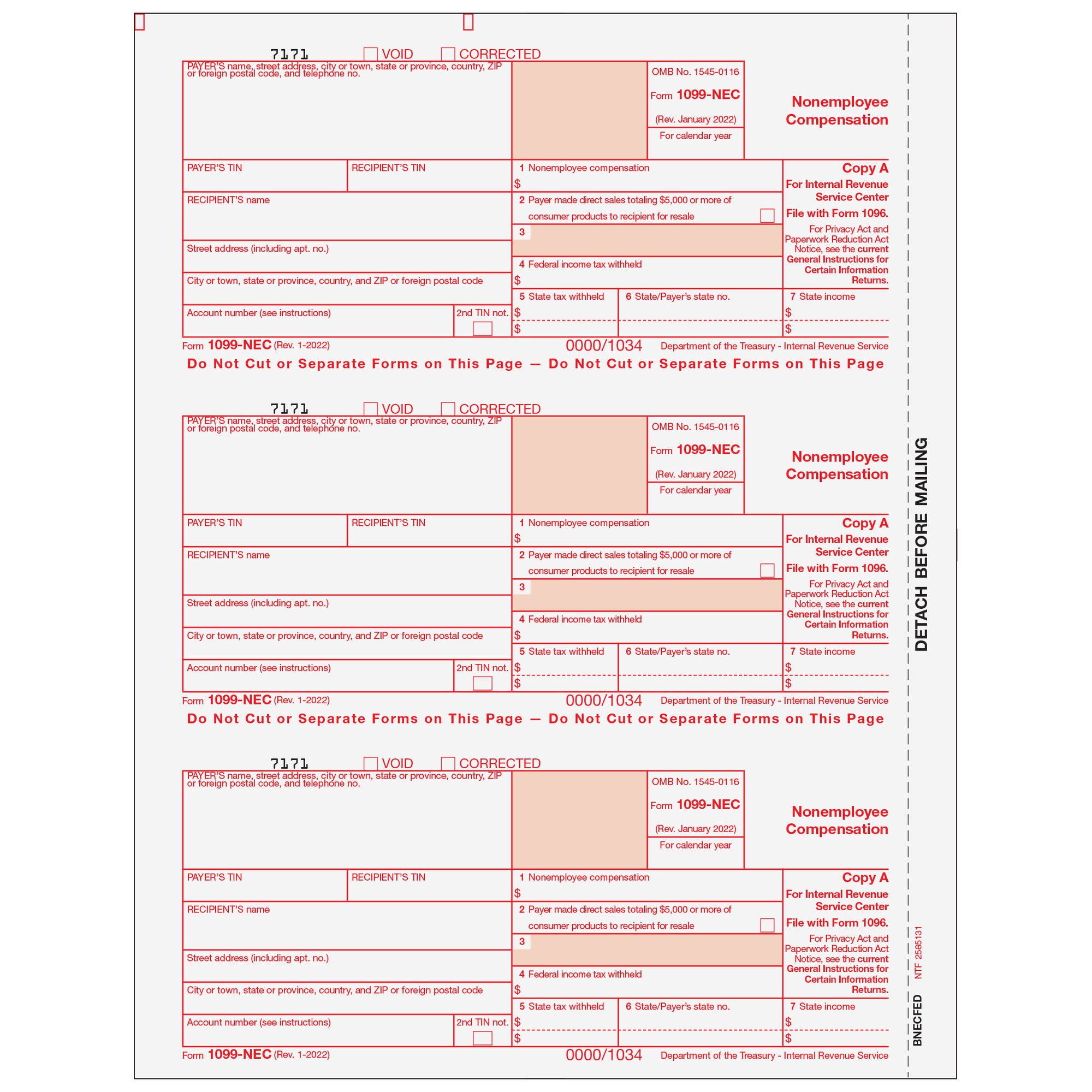 1099-NEC Federal Copy A