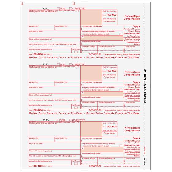 1099-NEC Federal Copy A