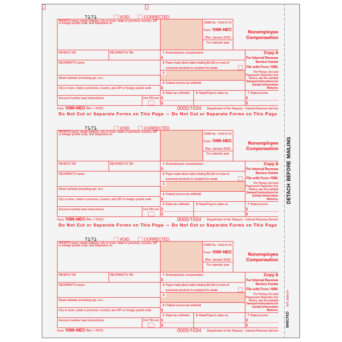 1099-NEC Federal Copy A