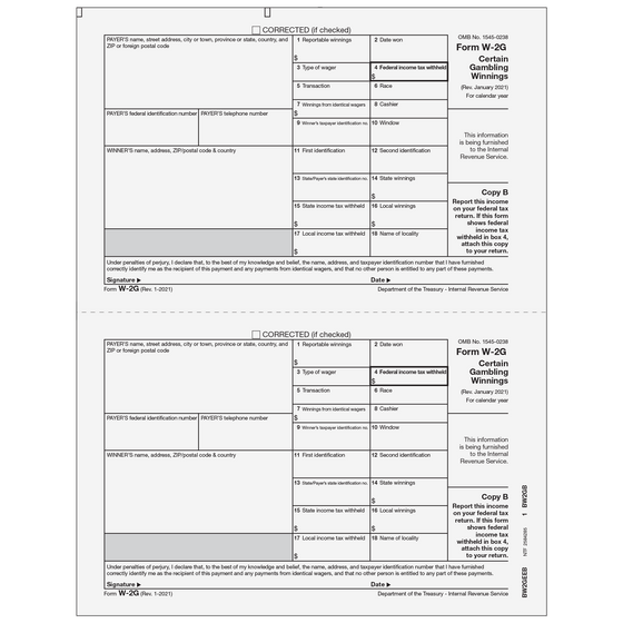 W-2G Winner Federal Copy B