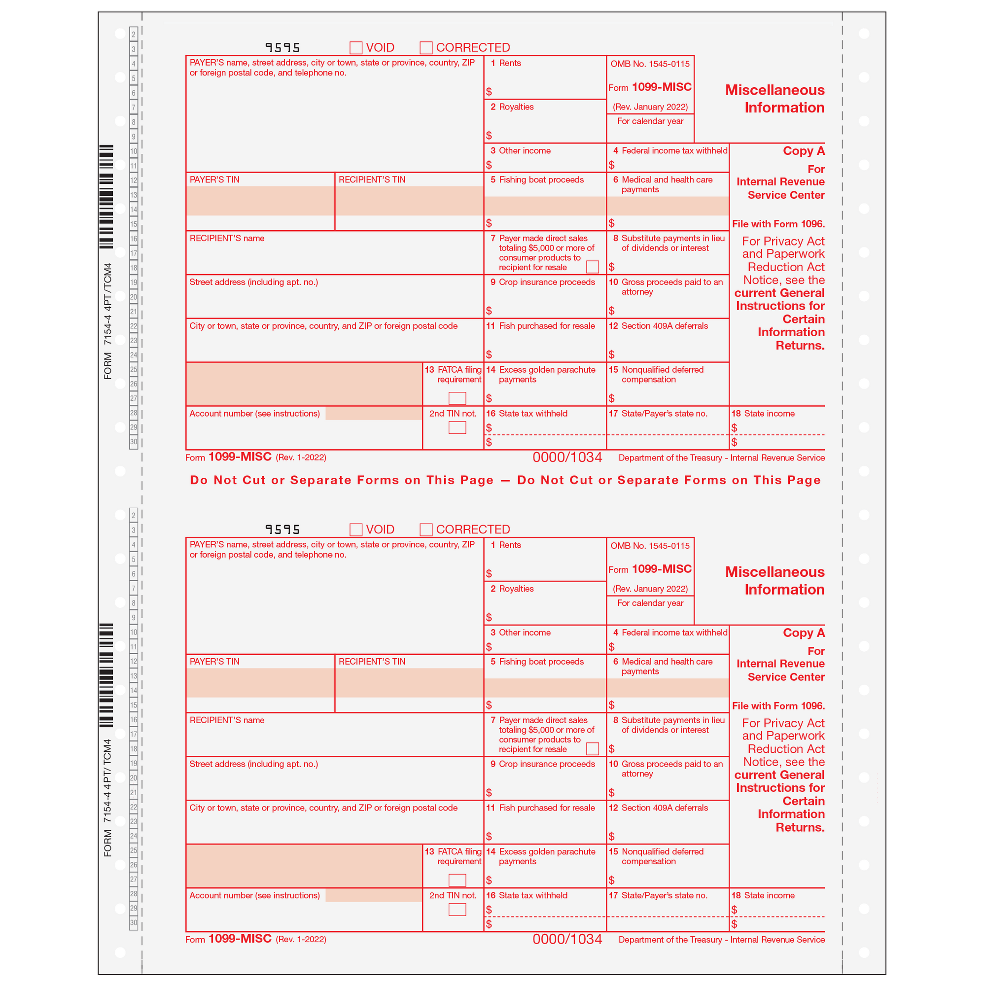 1099-MISC 4pt Carbonless