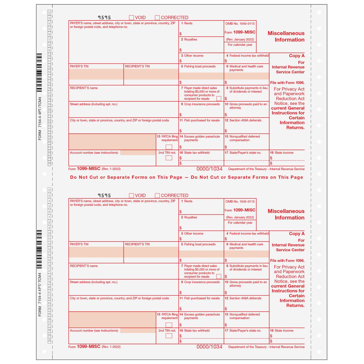 1099-MISC 4pt Carbonless